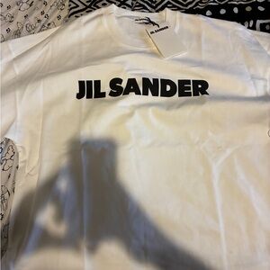 Jil Sander Cream and Black Logo Tee